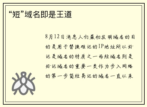“短”域名即是王道