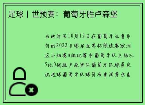 足球丨世预赛：葡萄牙胜卢森堡