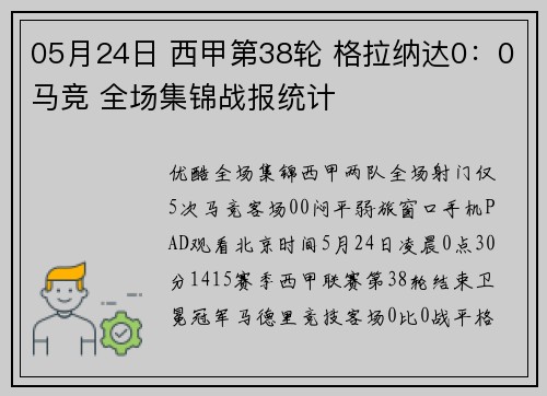05月24日 西甲第38轮 格拉纳达0：0马竞 全场集锦战报统计